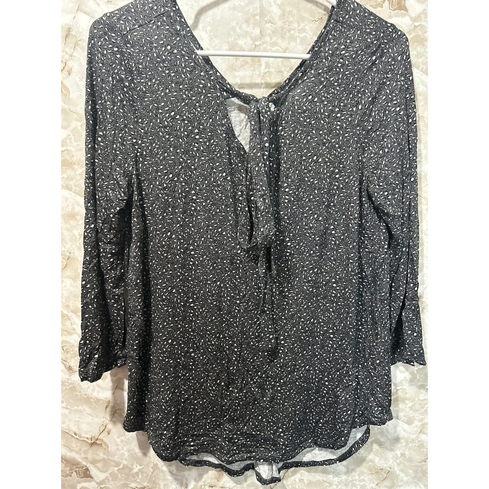 Maurices Floral Print Tie Neck 3/4 Sleeve Blouse Top Medium - Picture 1 of 7